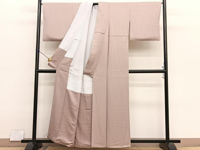平和屋着物■上質な色無地　氷割れ地紋　赤白橡色　正絹　逸品　BAAX2831hv