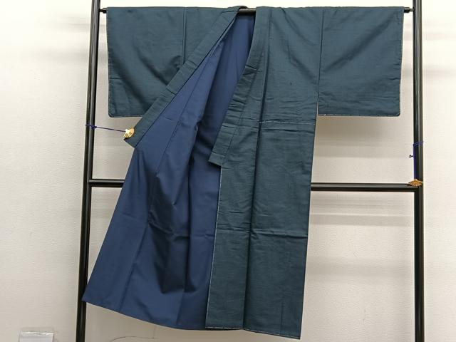 平和屋着物■男性　紬　アンサンブル　長襦袢（無双仕立て）セット　100亀甲　正絹　逸品　BAAX2833hv