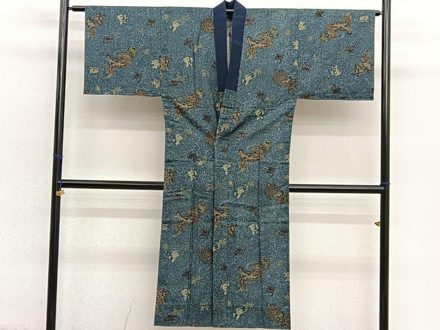 平和屋着物■男性　紬　アンサンブル　長襦袢（無双仕立て）セット　100亀甲　正絹　逸品　BAAX2833hv