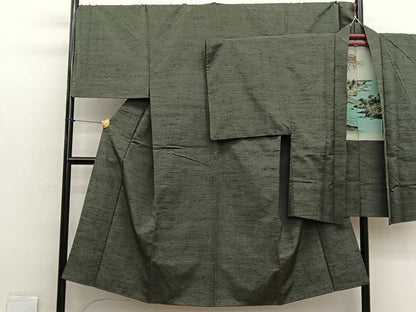 平和屋着物●男性　紬　アンサンブル　霞文　キングサイズ　正絹　逸品　BAAX2837hv