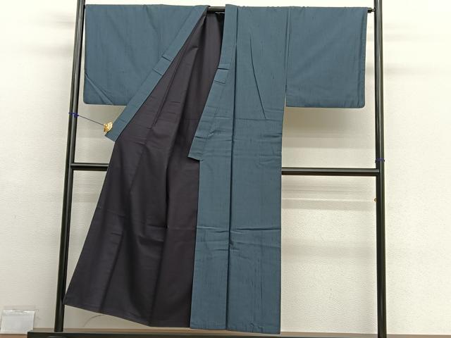 平和屋着物●男性　紬　アンサンブル　長襦袢（袷）セット　縞　正絹　逸品　BAAX2838hv