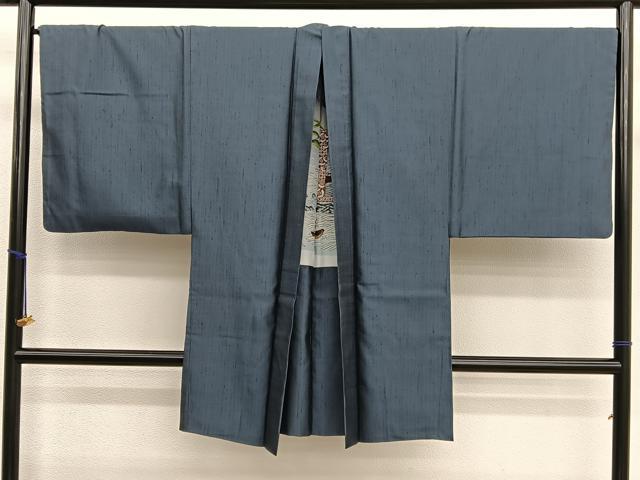 平和屋着物●男性　紬　アンサンブル　長襦袢（袷）セット　縞　正絹　逸品　BAAX2838hv