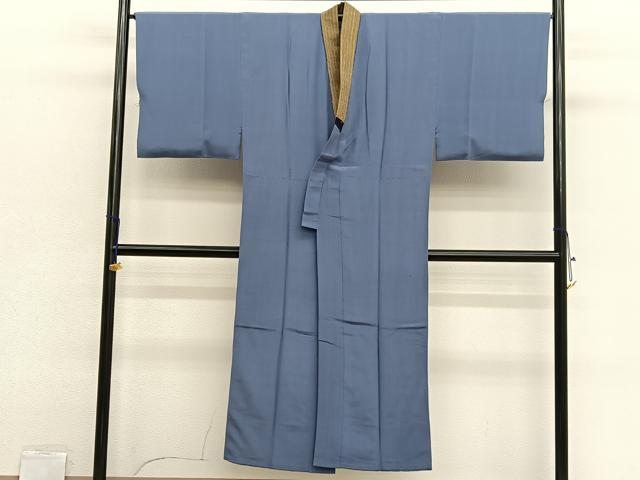 平和屋着物●男性　紬　アンサンブル　長襦袢（袷）セット　縞　正絹　逸品　BAAX2838hv