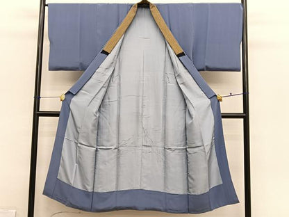平和屋着物●男性　紬　アンサンブル　長襦袢（袷）セット　縞　正絹　逸品　BAAX2838hv