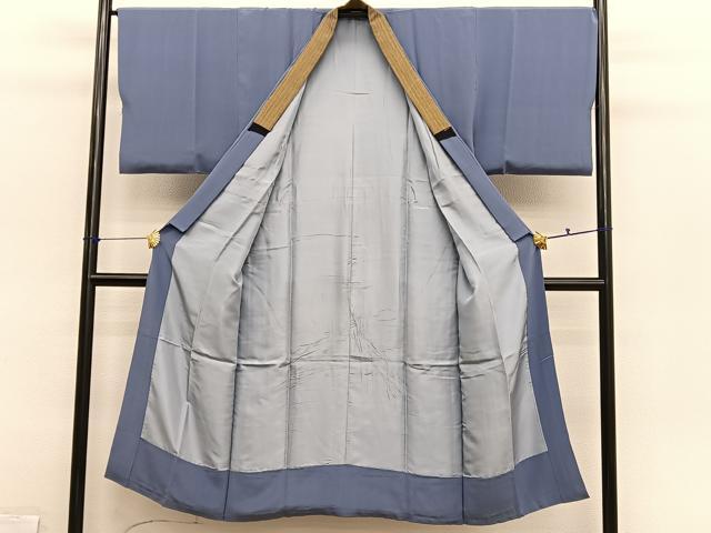 平和屋着物●男性　紬　アンサンブル　長襦袢（袷）セット　縞　正絹　逸品　BAAX2838hv