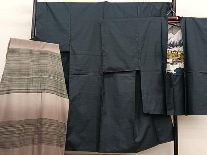 平和屋着物●男性　本場大島紬　アンサンブル　長襦袢（袷）セット　100亀甲　総詰め　正絹　逸品　未使用　BAAX2841hv