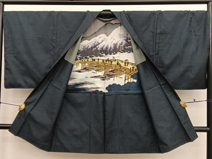 平和屋着物●男性　本場大島紬　アンサンブル　長襦袢（袷）セット　100亀甲　総詰め　正絹　逸品　未使用　BAAX2841hv