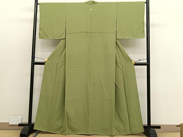 平和屋着物●上質な色無地　青朽葉色　正絹　逸品　BAAX2842hv