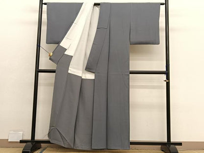 平和屋着物■上質な色無地　源氏鼠色　正絹　逸品　BAAX2847hv