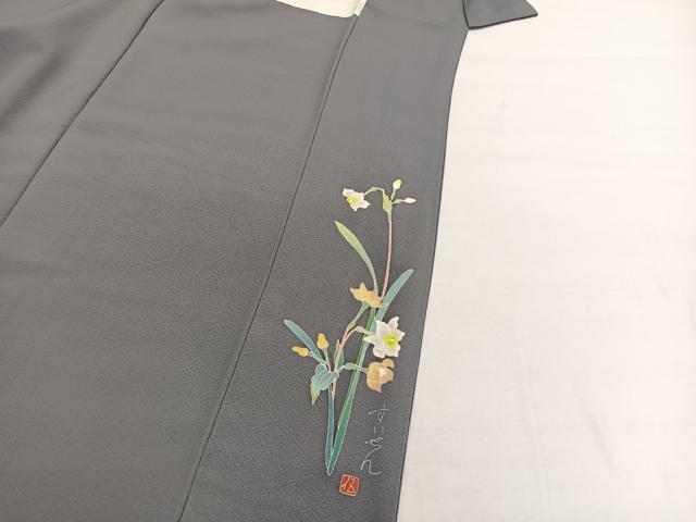 平和屋着物■上質な色無地　源氏鼠色　正絹　逸品　BAAX2847hv