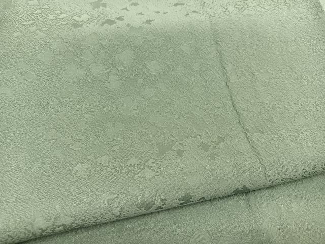 平和屋着物●上質な色無地　箔散らし地紋　山葵色　本草木染　堅牢染　反端付き　正絹　逸品　BAAX2848hv