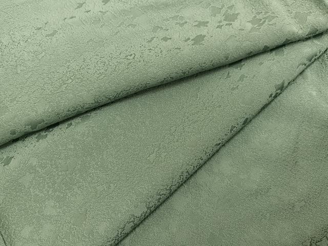 平和屋着物●上質な色無地　箔散らし地紋　山葵色　本草木染　堅牢染　反端付き　正絹　逸品　BAAX2848hv