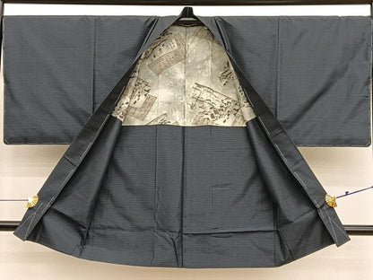 平和屋着物■男性　本場大島紬　アンサンブル　格子柄　正絹　逸品　BAAX2849hv