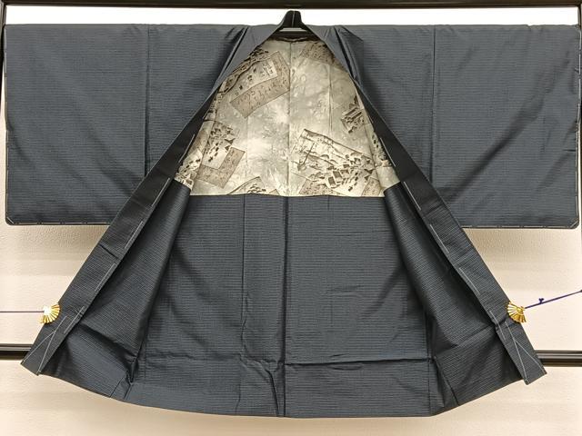 平和屋着物■男性　本場大島紬　アンサンブル　格子柄　正絹　逸品　BAAX2849hv