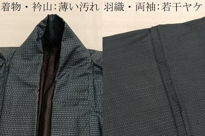 平和屋着物■男性　本場大島紬　アンサンブル　格子　正絹　逸品　BAAX2851hv