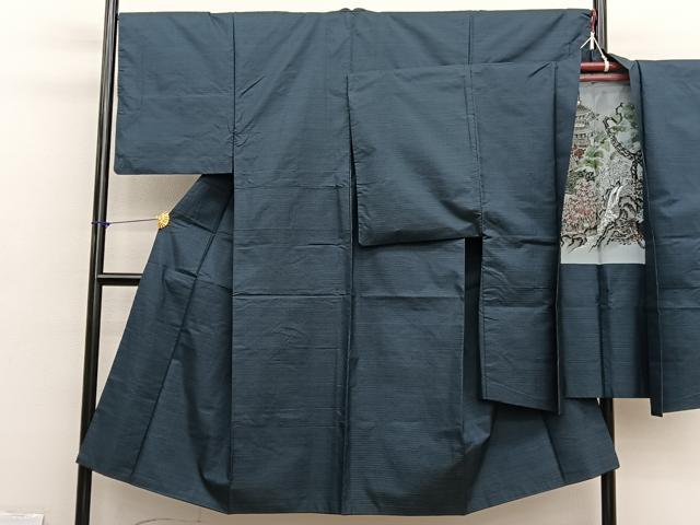 平和屋着物■男性　本場大島紬　アンサンブル　格子　正絹　逸品　BAAX2851hv