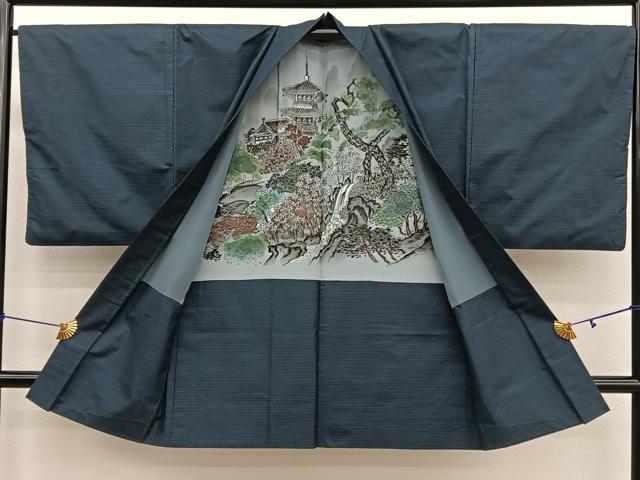 平和屋着物■男性　本場大島紬　アンサンブル　格子　正絹　逸品　BAAX2851hv