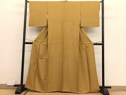 平和屋着物■中国三大刺繍　スワトウ刺繍　総刺繍　無地絵羽訪問着　亀甲花文　黃土色　正絹　逸品　BAAX2852hv