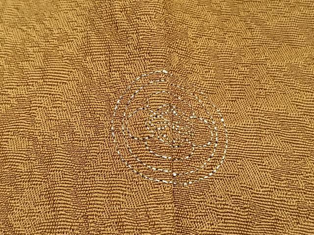 平和屋着物■中国三大刺繍　スワトウ刺繍　総刺繍　無地絵羽訪問着　亀甲花文　黃土色　正絹　逸品　BAAX2852hv