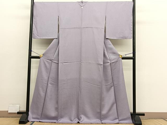平和屋着物●上質な色無地　草花地紋　薄葡萄色　ロング丈　正絹　逸品　BAAX2853hv