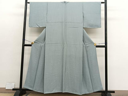 平和屋着物●上質な色無地　松花地紋　柳鼠色　正絹　逸品　未使用　BAAX2854hv