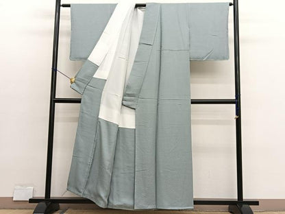 平和屋着物●上質な色無地　松花地紋　柳鼠色　正絹　逸品　未使用　BAAX2854hv