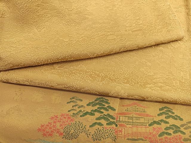 平和屋着物■上質な色無地　京旅情　寿光織　黄土色　さが美扱い　反端付き　正絹　逸品　BAAX2855hv