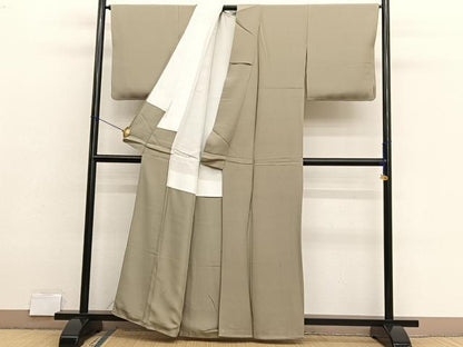 平和屋着物●上質な色無地　作家物　幻の染　岩石染　榛色　正絹　逸品　未使用　BAAX2858hv