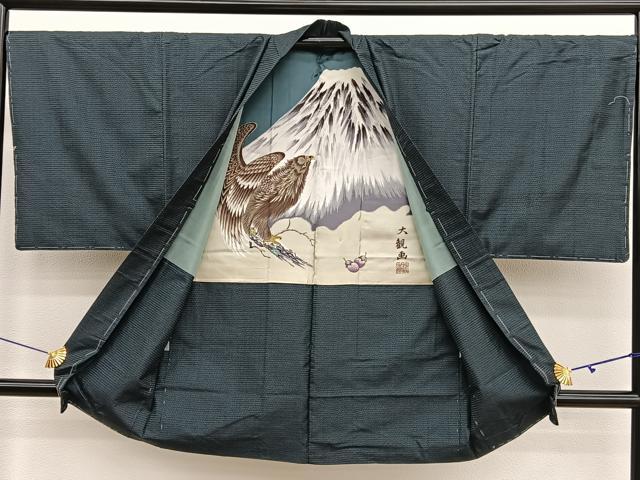 平和屋着物■男性　本場大島紬　アンサンブル　100亀甲　総詰め　羽裏：初夢　正絹　逸品　BAAX2859hv