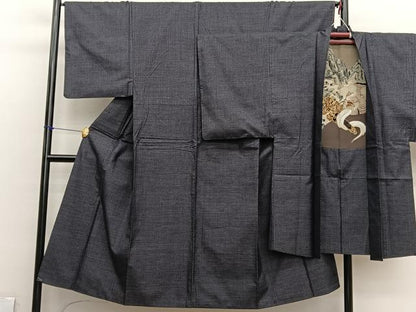 平和屋着物■男性　本場大島紬　アンサンブル　格子　正絹　逸品　BAAX2863hv