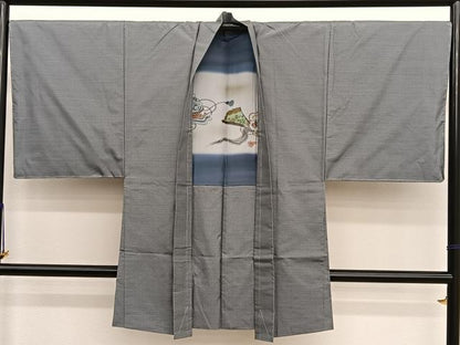 平和屋着物●男性　本場縞大島紬　アンサンブル　長襦袢（袷）セット　井田哲則作　格子　証紙付き　正絹　逸品　未使用　BAAX2865hv