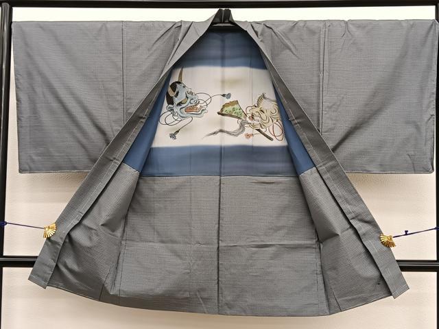 平和屋着物●男性　本場縞大島紬　アンサンブル　長襦袢（袷）セット　井田哲則作　格子　証紙付き　正絹　逸品　未使用　BAAX2865hv