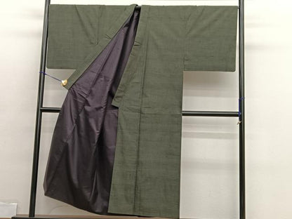 平和屋着物●男性　紬　アンサンブル　絣文様　正絹　逸品　BAAX2871hv