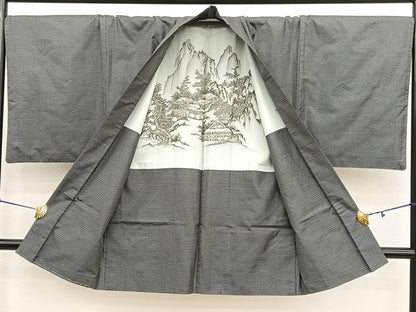 平和屋着物●男性　本場大島紬　アンサンブル　長襦袢（袷）セット　100亀甲　総詰め　正絹　逸品　BAAX2872hv