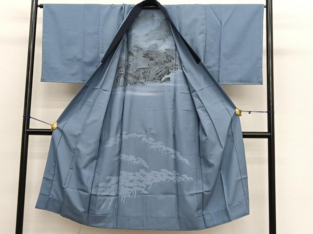 平和屋着物●男性　紬　アンサンブル　長襦袢（無双仕立て）セット　霞文　正絹　逸品　未使用　BAAX2874hv
