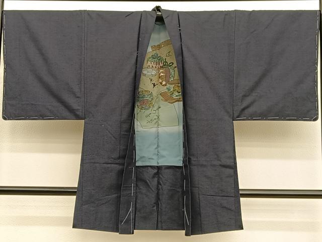 平和屋着物●男性　紬　アンサンブル　長襦袢（無双仕立て）セット　霞文　正絹　逸品　未使用　BAAX2874hv