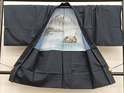 平和屋着物●男性　紬　アンサンブル　長襦袢（無双仕立て）セット　蝋色　正絹　逸品　未使用　BAAX2876hv