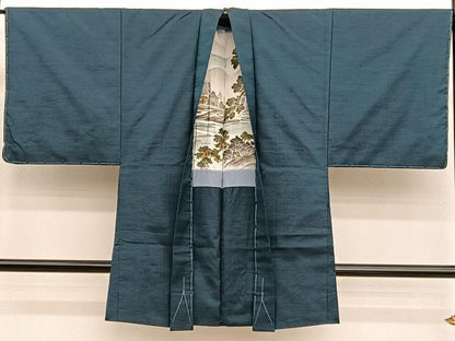 平和屋着物●男性　紬　アンサンブル　霞文　正絹　逸品　BAAX2878hv