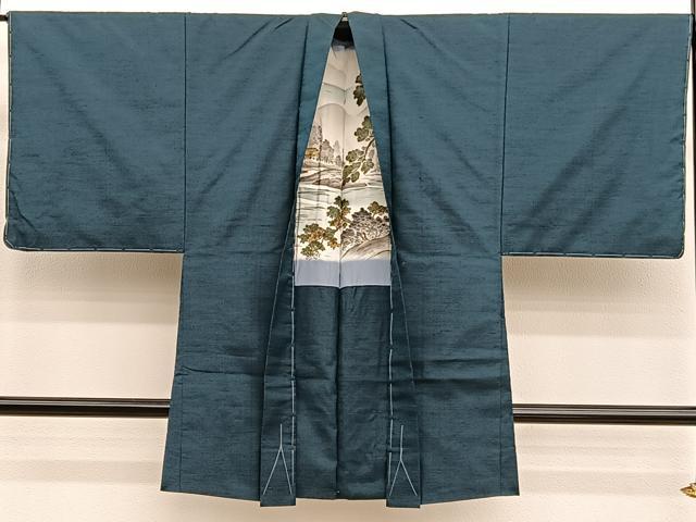 平和屋着物●男性　紬　アンサンブル　霞文　正絹　逸品　BAAX2878hv