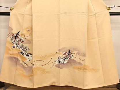 平和屋着物■訪問着　雲取り人物文　暈し染め　金彩　正絹　逸品　BAAX2883hv