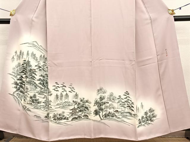 平和屋着物■訪問着　作家物　手描き　風景文　暈し染め　正絹　逸品　BAAX2885hv