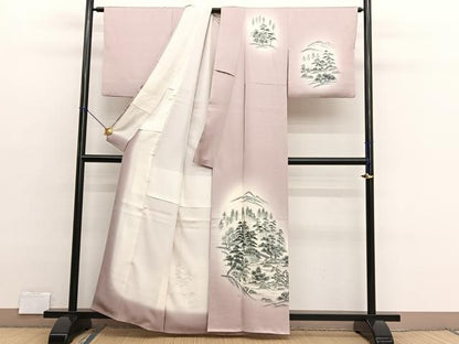 平和屋着物■訪問着　作家物　手描き　風景文　暈し染め　正絹　逸品　BAAX2885hv