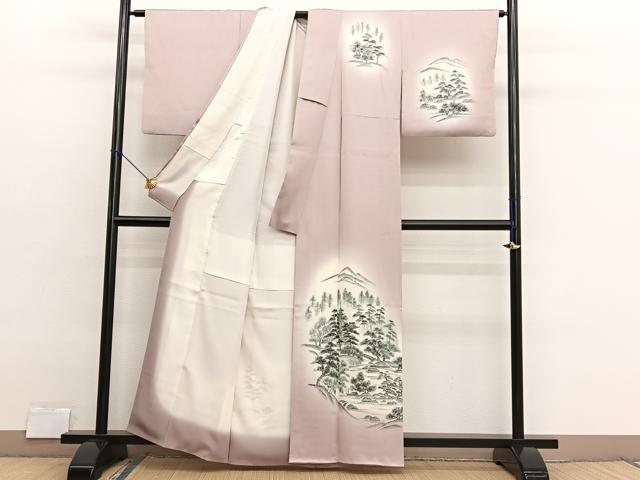 平和屋着物■訪問着　作家物　手描き　風景文　暈し染め　正絹　逸品　BAAX2885hv