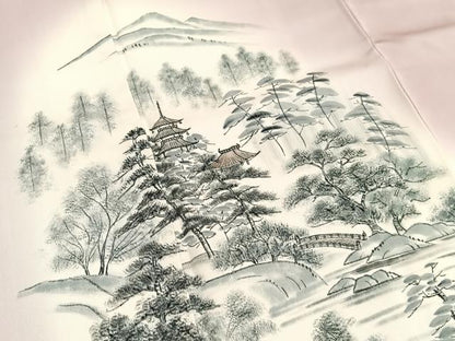 平和屋着物■訪問着　作家物　手描き　風景文　暈し染め　正絹　逸品　BAAX2885hv