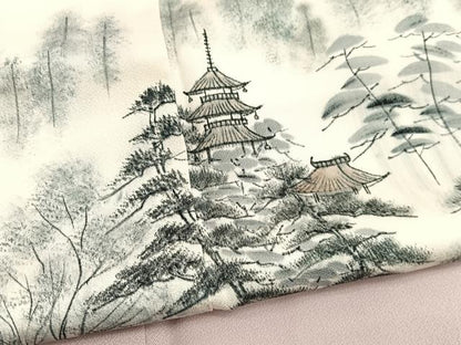 平和屋着物■訪問着　作家物　手描き　風景文　暈し染め　正絹　逸品　BAAX2885hv