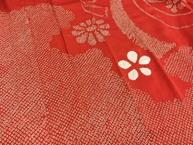 平和屋着物∵女の子　十三参り　子供　長襦袢　袷　総絞り　束ね熨斗花文　逸品　BAAX2887hv