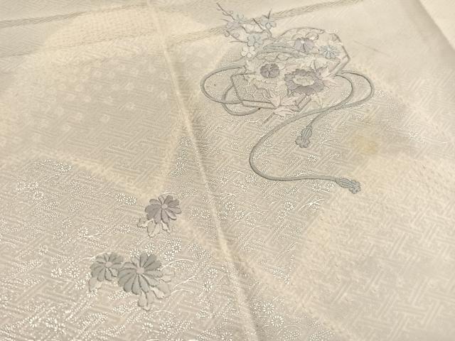 平和屋着物■訪問着　絞り　刺繍　重山文箱花文　銀彩　正絹　逸品　BAAX2890hv