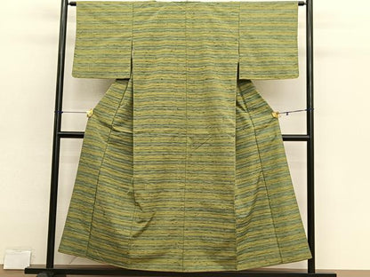 平和屋着物■上質な紬　横段文　正絹　逸品　BAAX2891hv
