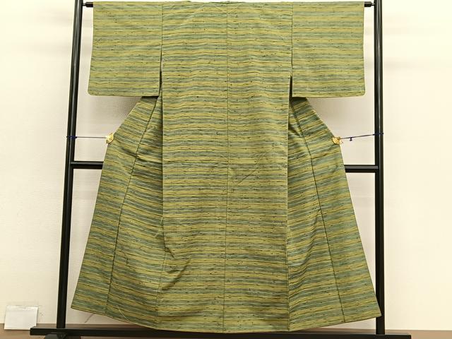 平和屋着物■上質な紬　横段文　正絹　逸品　BAAX2891hv