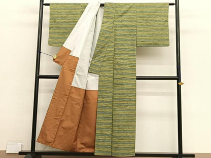 平和屋着物■上質な紬　横段文　正絹　逸品　BAAX2891hv